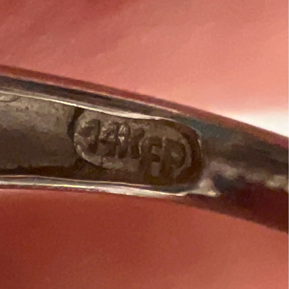 ESTATE SOLID PLUMB 14K WHITE GOLD W TURQUOISE, DIAMOND COCKTAIL RING S 8 EUC - Picture 7 of 8
